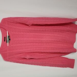 C. Wonder 100 % Cashmere Cable Knit Sweater In Pink, XL, Excellent Condition